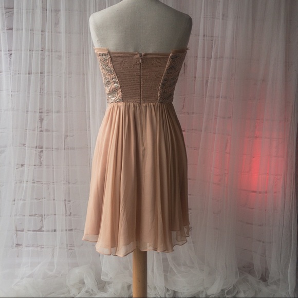 REBECCA TAYLOR Strapless Nude/Dusty Rose Color Mini Dress Women Size 2 - Picture 4 of 15